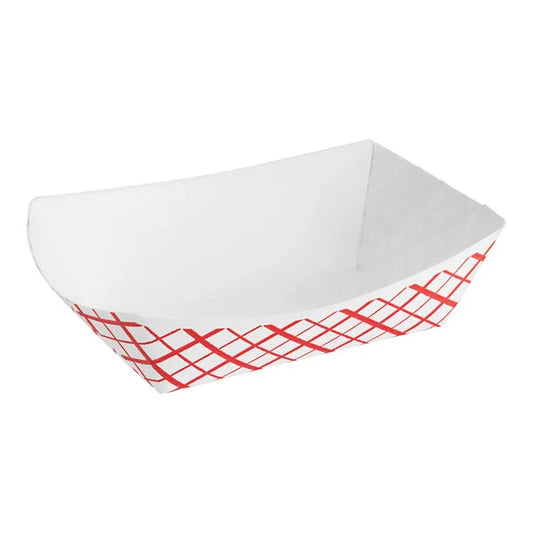 4 oz Red Plaid Paper Food Tray - 250/Pack disposable
