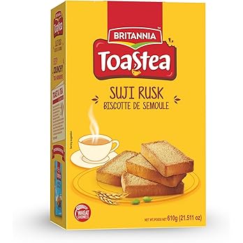 BRITANNIA Toastea Suji Rusk 21.51oz (610g) - Biscotte De Semoule - Crispy Tea Time Snack - Crispy Crunchy Toast