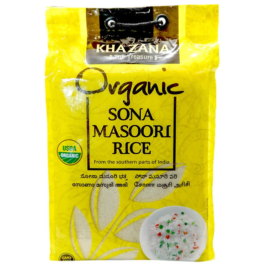 Khazana Organic Sona Masoori Rice, Medium Grain, 20 lbs